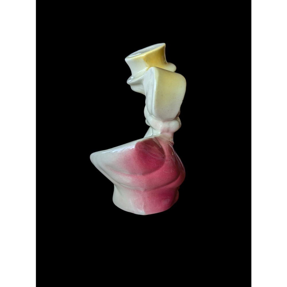 Vintage Shawnee Pottery Planter Couple Dancing 1940's 4-1/2" Pink &Yellow - Picture 4 of 6